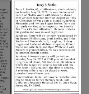 Obituary for Terry E. Stefko